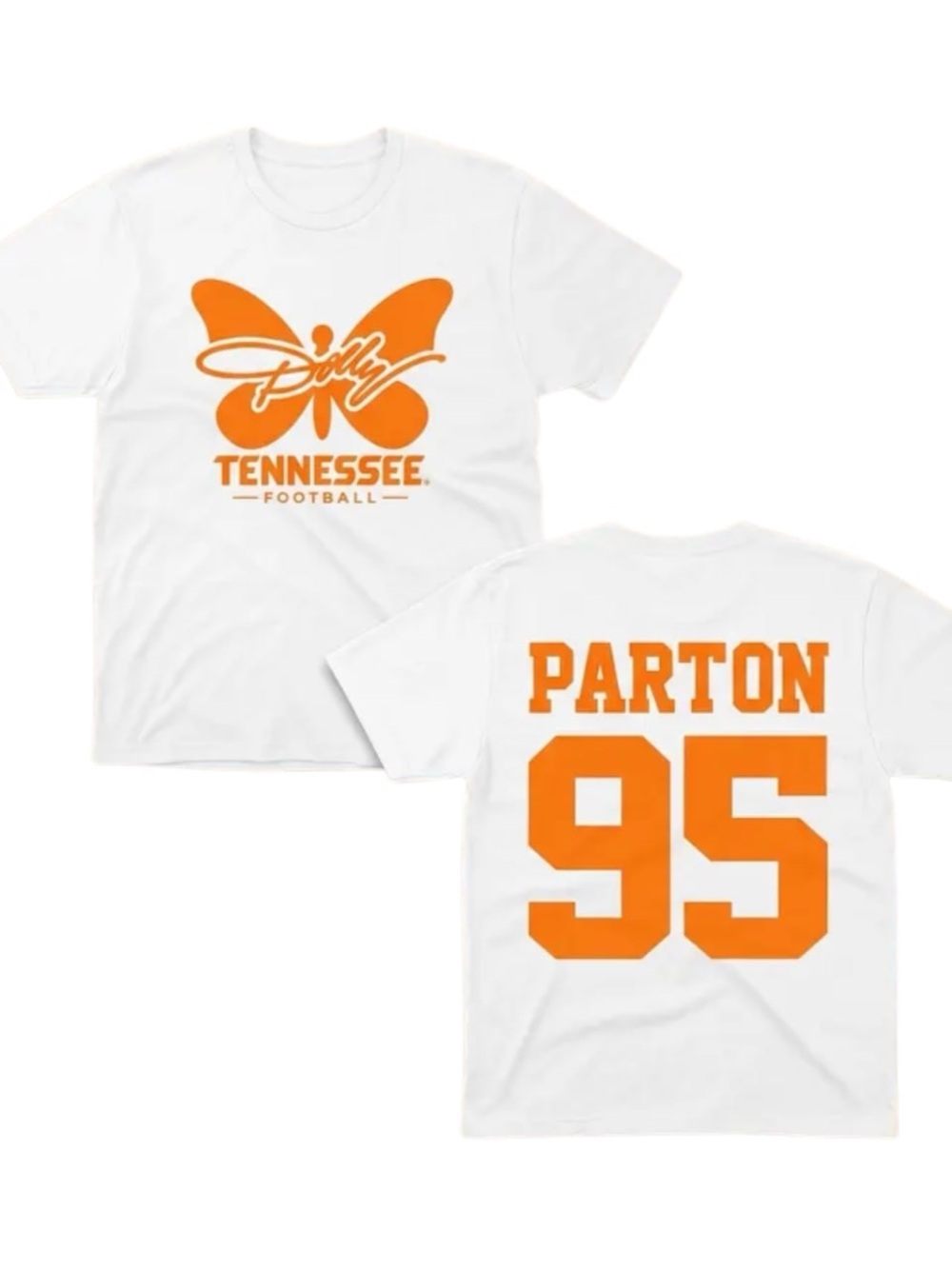 White Tee with Orange Tennessee Football Graphics